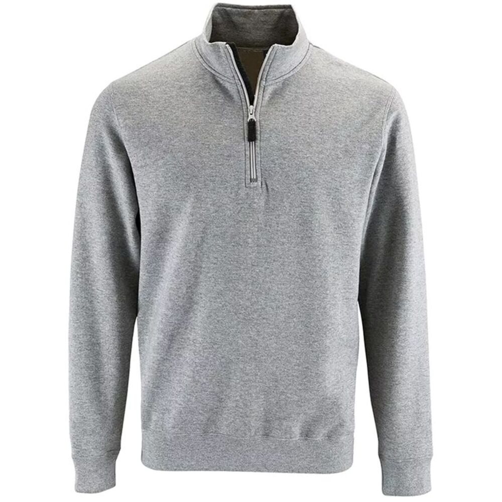 SOLS Mens Stan Contrast Zip Neck Sweatshirt / Gray Marl